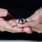 Tahitian Pearl Engagement Ring with Moissanite Accents Tahitian pearl - ( AAA ) - Quality - Rosec Jewels
