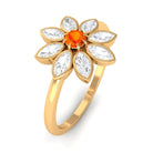 Orange Sapphire and Diamond Cocktail Flower Ring Orange Sapphire - ( AAA ) - Quality - Rosec Jewels