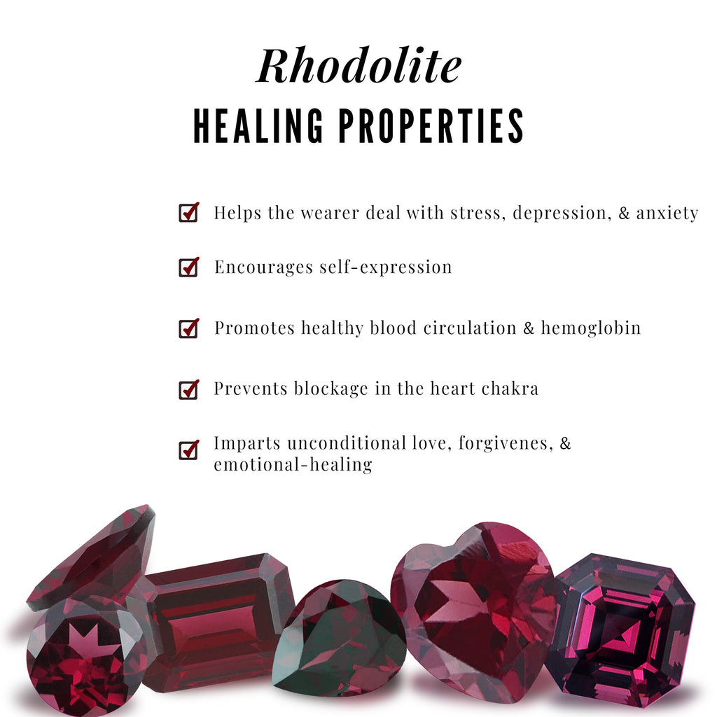 Bezel Set Rhodolite 3 Stone Hinged Hoop Earrings with Diamond Rhodolite - ( AAA ) - Quality - Rosec Jewels