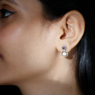 Polki Diamond and Tanzanite Halo Stud Earrings with Natural Diamonds - Rosec Jewels