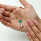 Uncut Diamond and Emerald Drop Pendant Necklace in 18k Gold - Rosec Jewels