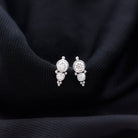 Simple Bezel Set Moissanite Two Stone Tragus Earring Moissanite - ( D-VS1 ) - Color and Clarity - Rosec Jewels