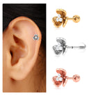 Unique Moissanite Gold Floral Cartilage Earring Moissanite - ( D-VS1 ) - Color and Clarity - Rosec Jewels