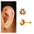 Unique Moissanite Gold Floral Cartilage Earring Moissanite - ( D-VS1 ) - Color and Clarity - Rosec Jewels