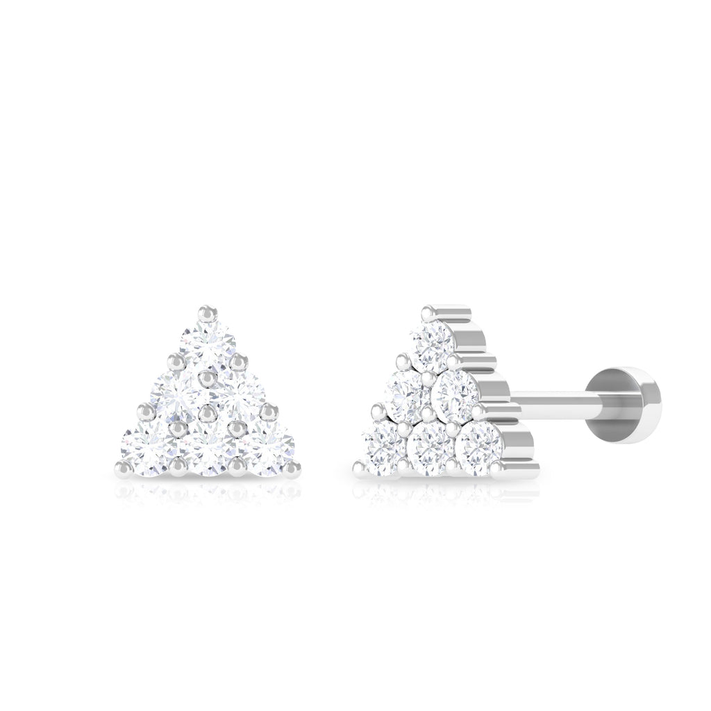 Moissanite Cluster Triangle Nose Pin Moissanite - ( D-VS1 ) - Color and Clarity - Rosec Jewels