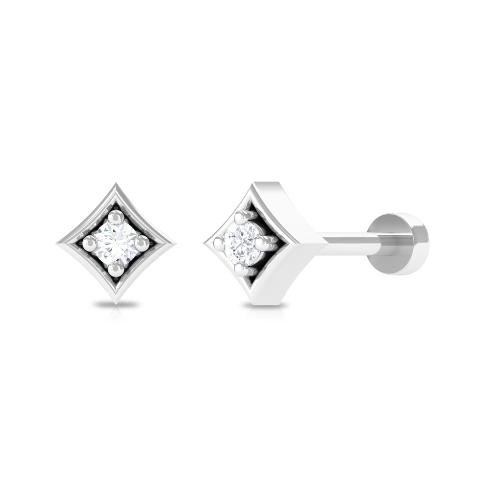 Round Moissanite Solitaire Geometric Nose Pin Moissanite - ( D-VS1 ) - Color and Clarity - Rosec Jewels
