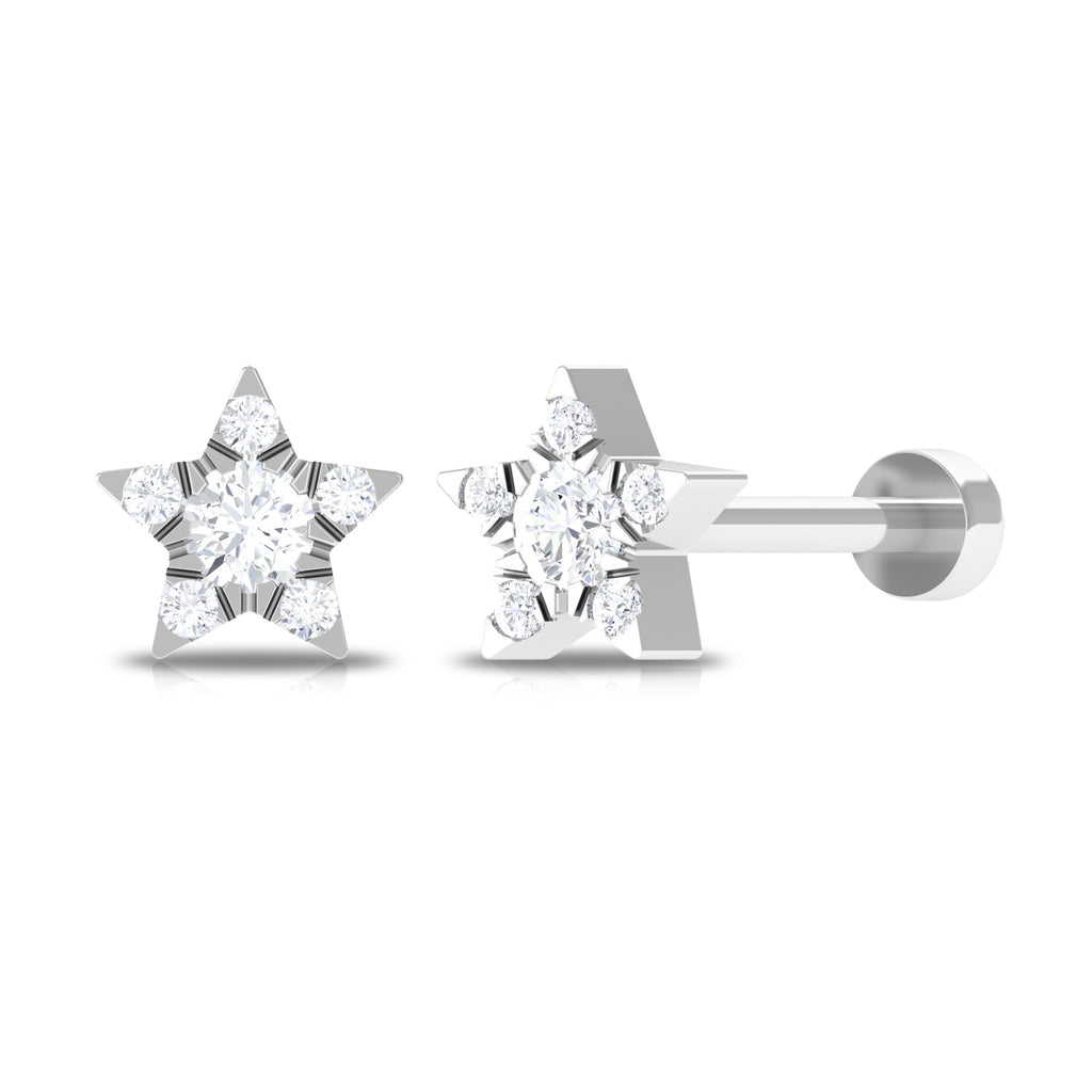Genuine Diamond Star Nose Pin Diamond - ( HI-SI ) - Color and Clarity - Rosec Jewels