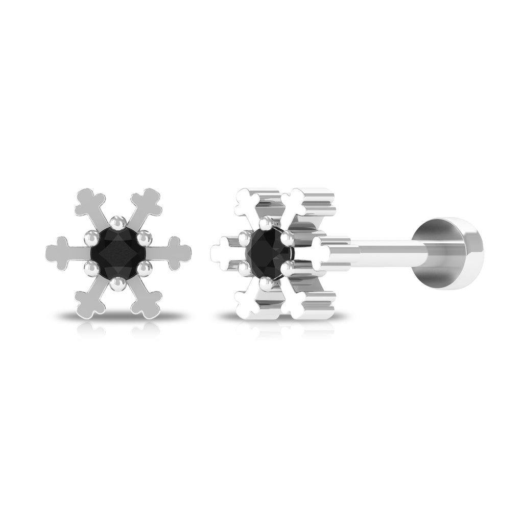 Unique Black Diamond Gold Snowflake Nose Pin Black Diamond - ( AAA ) - Quality - Rosec Jewels