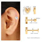 Certified Moissanite Love Heart Earring for Helix Piercing Moissanite - ( D-VS1 ) - Color and Clarity - Rosec Jewels