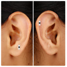 Pave Set Black Diamond and Moissanite Bar Earring for Tragus Piercing Black Diamond - ( AAA ) - Quality - Rosec Jewels