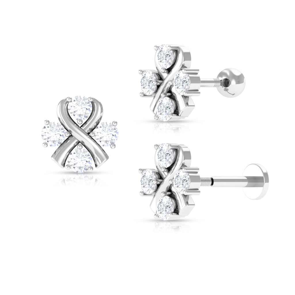 Round Certified Moissanite Unique Conch Earring Moissanite - ( D-VS1 ) - Color and Clarity - Rosec Jewels