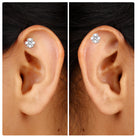 Round Certified Moissanite Unique Conch Earring Moissanite - ( D-VS1 ) - Color and Clarity - Rosec Jewels