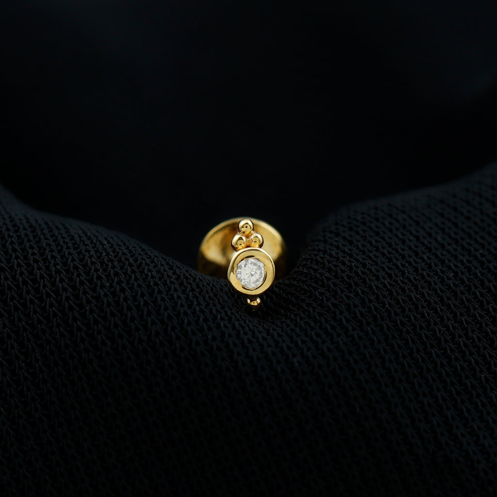 Dainty Diamond Beaded Conch Earring in Gold Diamond - ( HI-SI ) - Color and Clarity - Rosec Jewels