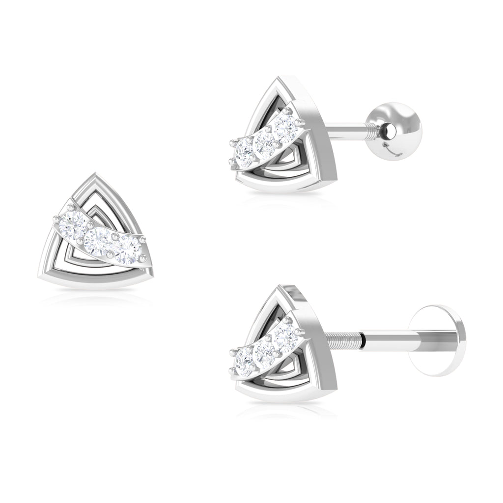 Minimal Diamond Triangle Earring for Conch Piercing Diamond - ( HI-SI ) - Color and Clarity - Rosec Jewels