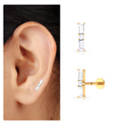 Elegant Baguette and Round Moissanite Bar Helix Earring Moissanite - ( D-VS1 ) - Color and Clarity - Rosec Jewels