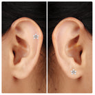 Round Moissanite Gold Star Earring for Helix Piercing Moissanite - ( D-VS1 ) - Color and Clarity - Rosec Jewels