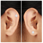 Moissanite Spade Earring for Cartilage Piercing Moissanite - ( D-VS1 ) - Color and Clarity - Rosec Jewels