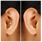 Dainty Moissanite Solitaire Beaded Conch Earring in Bezel Setting Moissanite - ( D-VS1 ) - Color and Clarity - Rosec Jewels