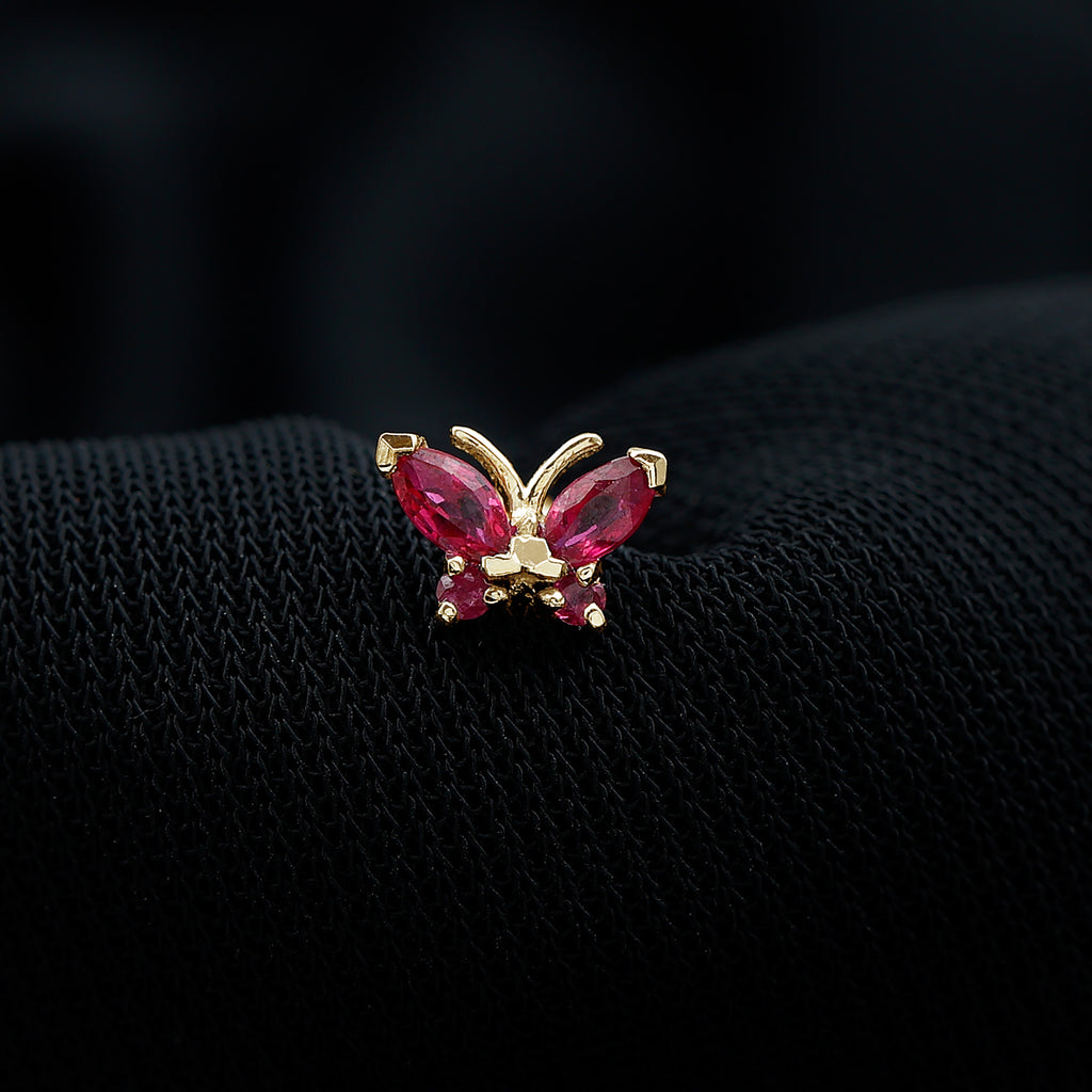 Adorable Marquise Ruby Butterfly Conch Earring Ruby - ( AAA ) - Quality - Rosec Jewels