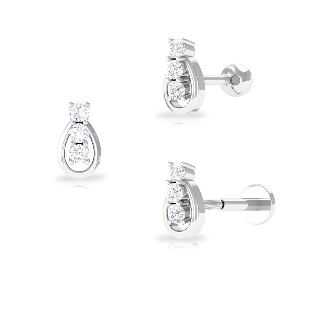 Round Moissanite Unique Earring for Tragus Piercing Moissanite - ( D-VS1 ) - Color and Clarity - Rosec Jewels