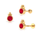 Simple Bezel Set Red Ruby Solitaire Tragus Earring Ruby - ( AAA ) - Quality - Rosec Jewels