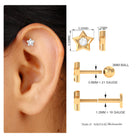 Solitaire Moissanite Star Earring for Conch Piercing Moissanite - ( D-VS1 ) - Color and Clarity - Rosec Jewels