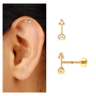 Simple Diamond Gold Arrow Earring for Helix Piercing Diamond - ( HI-SI ) - Color and Clarity - Rosec Jewels