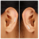 Baguette and Round Moissanite Bar Helix Earring Moissanite - ( D-VS1 ) - Color and Clarity - Rosec Jewels
