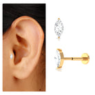 Marquise Moissanite Solitaire Tragus Earring in Prong Setting Moissanite - ( D-VS1 ) - Color and Clarity - Rosec Jewels