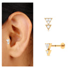 Moissanite Geometric Triangle Earring for Tragus Piercing Moissanite - ( D-VS1 ) - Color and Clarity - Rosec Jewels