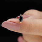 Marquise Black Onyx Solitaire Conch Earring Black Onyx - ( AAA ) - Quality - Rosec Jewels