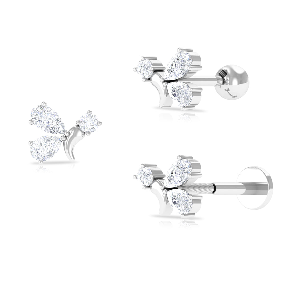 Dainty Moissanite Fly Earring for Helix Piercing Moissanite - ( D-VS1 ) - Color and Clarity - Rosec Jewels