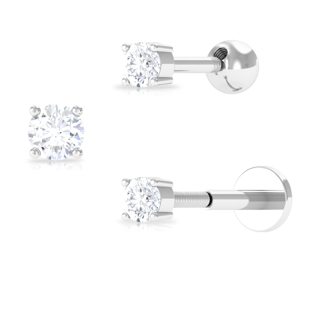 Dainty Round Diamond Conch Earring in Prong Setting Diamond - ( HI-SI ) - Color and Clarity - Rosec Jewels