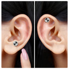 Moissanite Gold Round Conch Earring with Black Enamel Moissanite - ( D-VS1 ) - Color and Clarity - Rosec Jewels