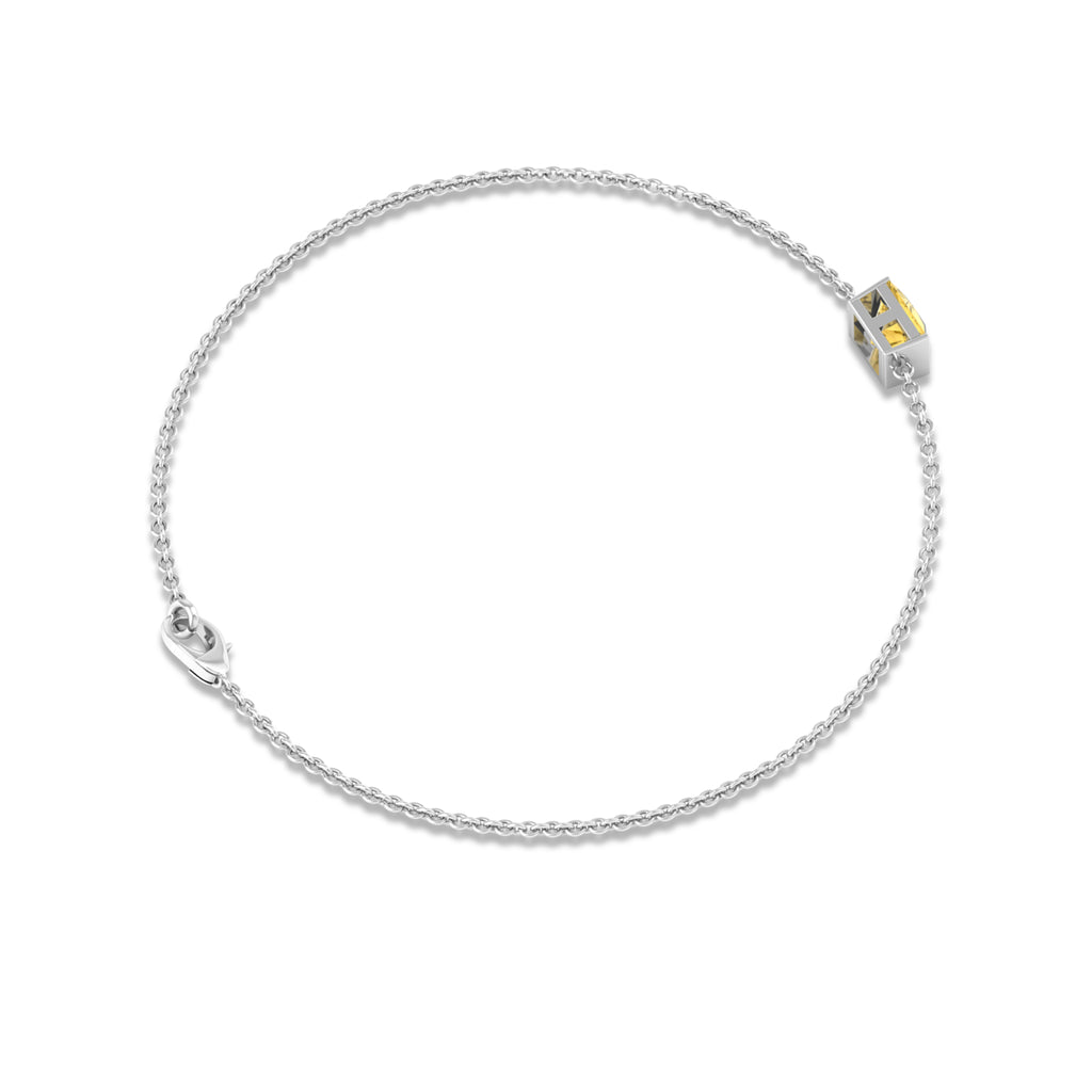 5 MM Princess Cut Citrine Solitaire Chain Bracelet Citrine - ( AAA ) - Quality - Rosec Jewels
