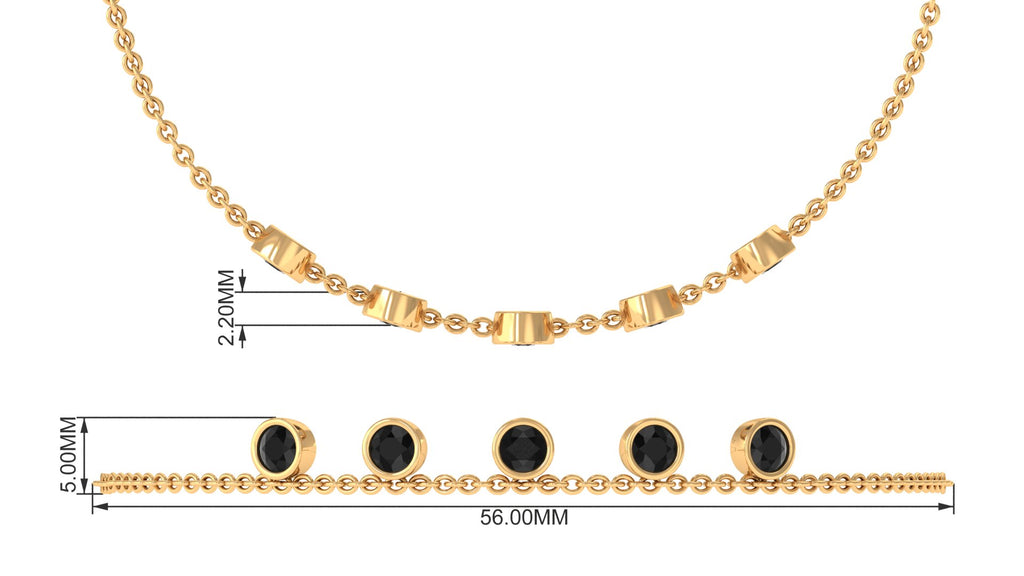 0.50 CT Bezel Set Black Onyx Station Chain Bracelet Black Onyx - ( AAA ) - Quality - Rosec Jewels
