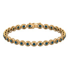 Bezel Set London Blue Topaz Unisex Tennis Bracelet London Blue Topaz - ( AAA ) - Quality - Rosec Jewels