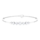 Moissanite Link Bar Bracelet with Graduated Style Moissanite - ( D-VS1 ) - Color and Clarity - Rosec Jewels
