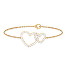 Natural Diamond Interlock Twin Heart Chain Bracelet Diamond - ( HI-SI ) - Color and Clarity - Rosec Jewels