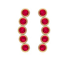 Climber Earrings with Bezel Set Ruby Ruby - ( AAA ) - Quality - Rosec Jewels
