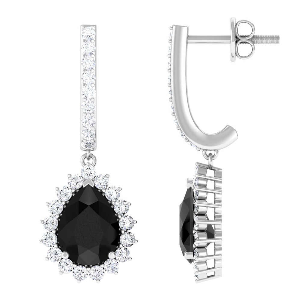 3.25 CT Black Spinel Bridal Teardrop Earrings with Moissanite Black Spinel - ( AAA ) - Quality - Rosec Jewels