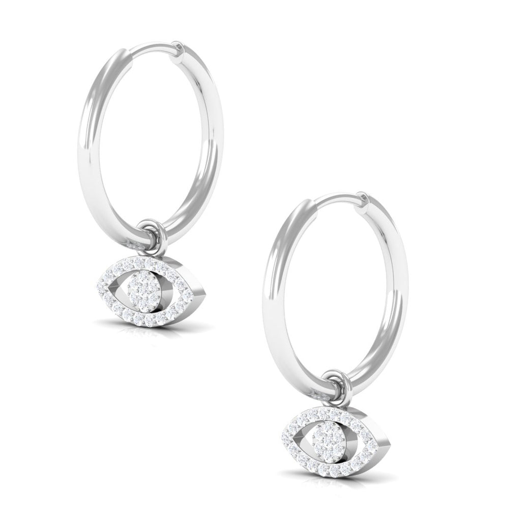 1/4 CT Diamond Evil Eye Drop Hoop Earrings Diamond - ( HI-SI ) - Color and Clarity - Rosec Jewels