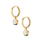 1/2 CT Bezel Set Round Zircon Hinged Hoop Earrings Zircon - ( AAAA ) - Quality - Rosec Jewels