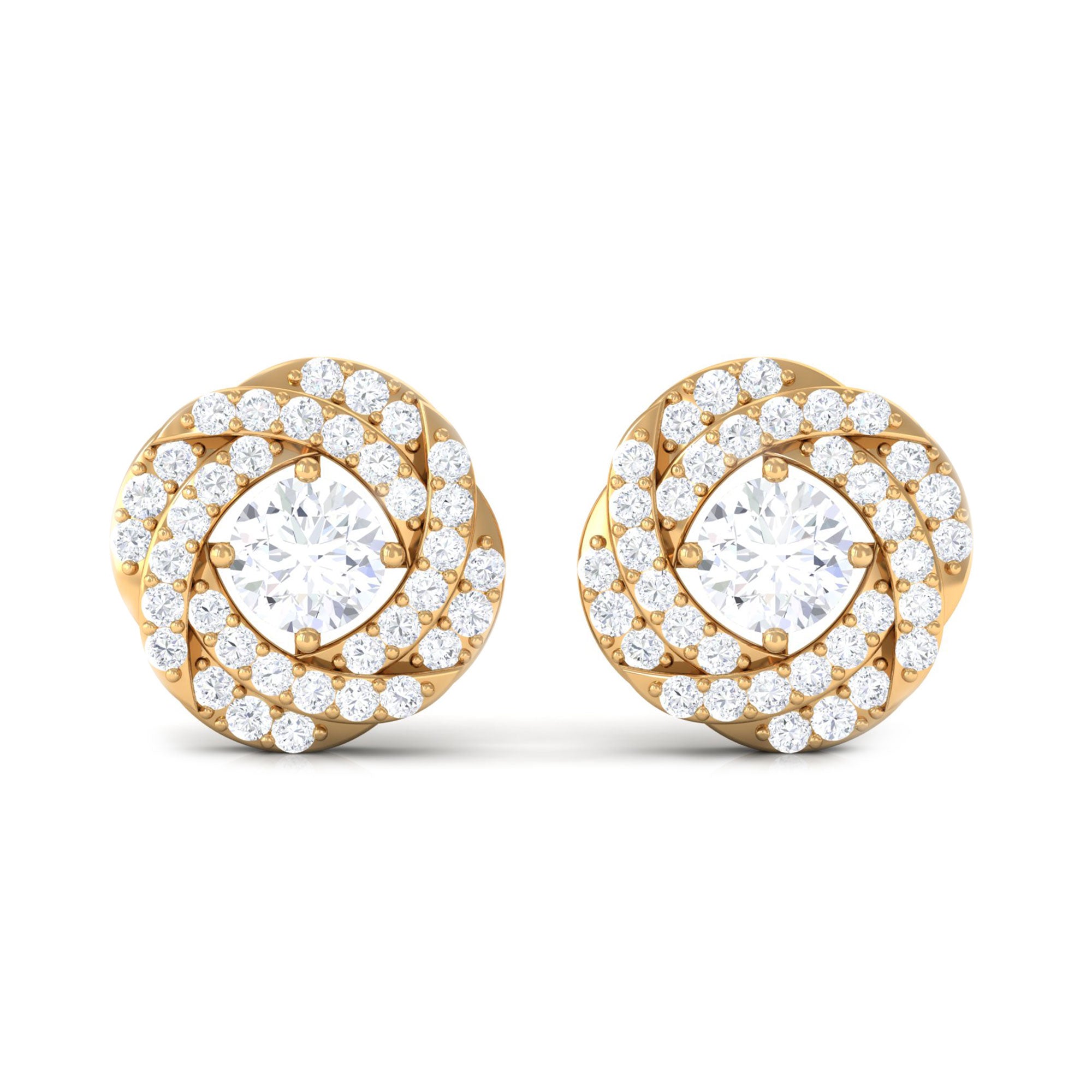 1/2 CT Classic Diamond Swirl Stud Earrings Diamond - ( HI-SI ) - Color and Clarity - Rosec Jewels