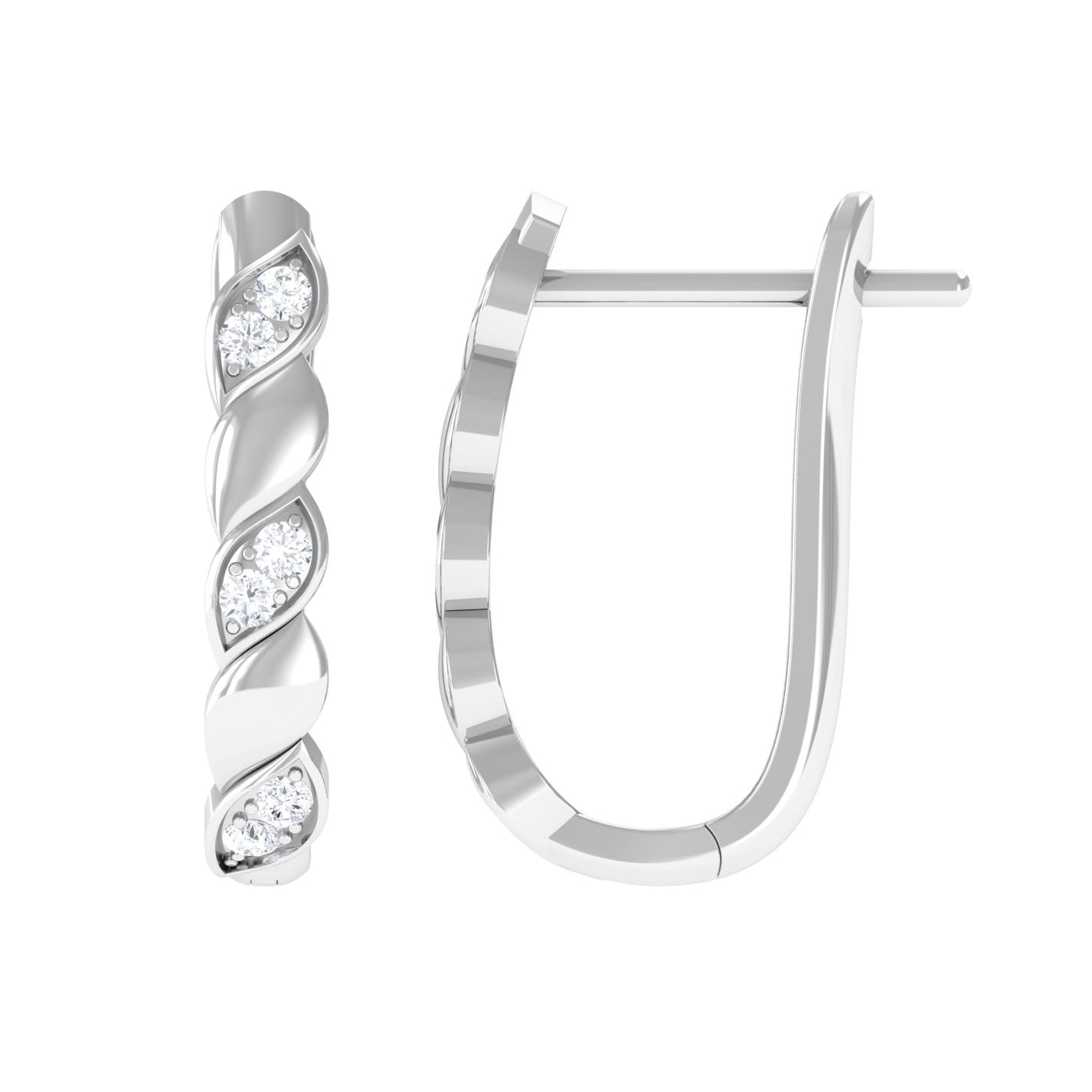 1/4 CT Natural Diamond J Hoop Earrings Diamond - ( HI-SI ) - Color and Clarity - Rosec Jewels