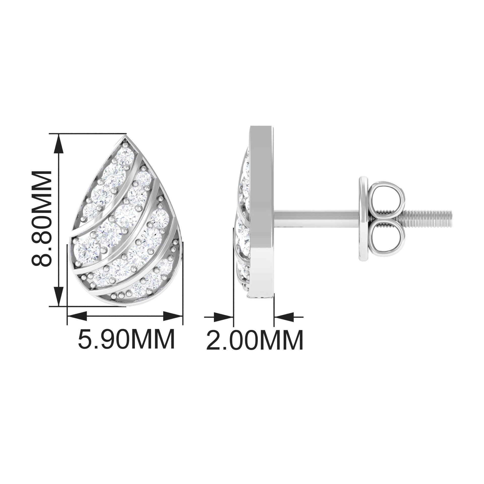 1/4 CT Round Diamond Teardrop Stud Earrings in Gold Diamond - ( HI-SI ) - Color and Clarity - Rosec Jewels