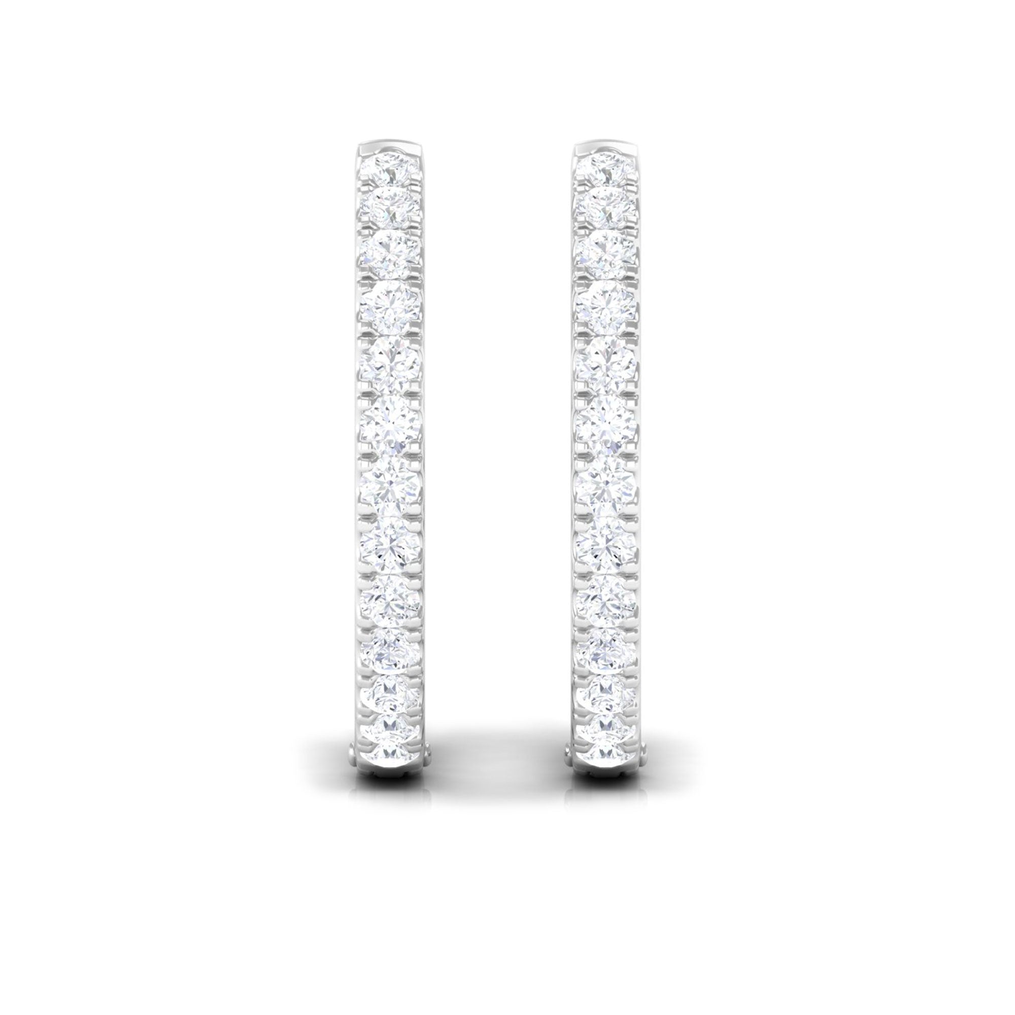1/2 CT Round Diamond Simple Hinged Hoop Earrings Diamond - ( HI-SI ) - Color and Clarity - Rosec Jewels