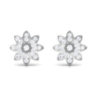 1/4 CT Natural Diamond Gold Flower Stud Earrings Diamond - ( HI-SI ) - Color and Clarity - Rosec Jewels