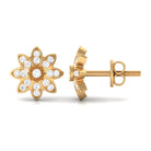 1/4 CT Natural Diamond Gold Flower Stud Earrings Diamond - ( HI-SI ) - Color and Clarity - Rosec Jewels