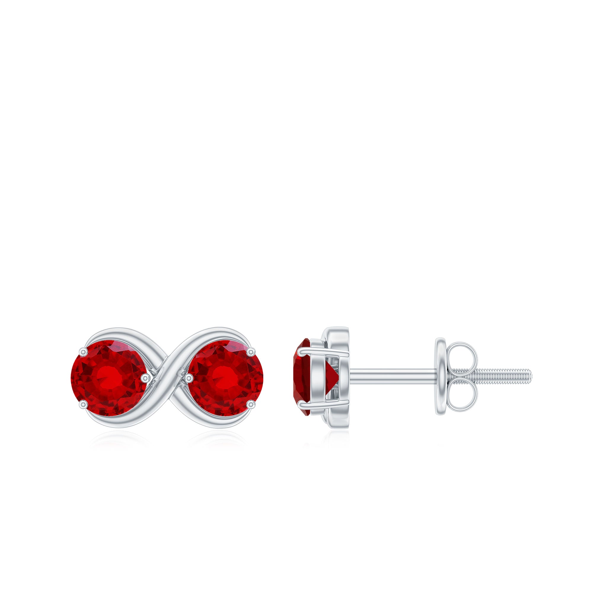 1.50 CT Two Stone Infinity Stud Earrings with Created Ruby for Women Lab Created Ruby - ( AAAA ) - Quality - Rosec Jewels